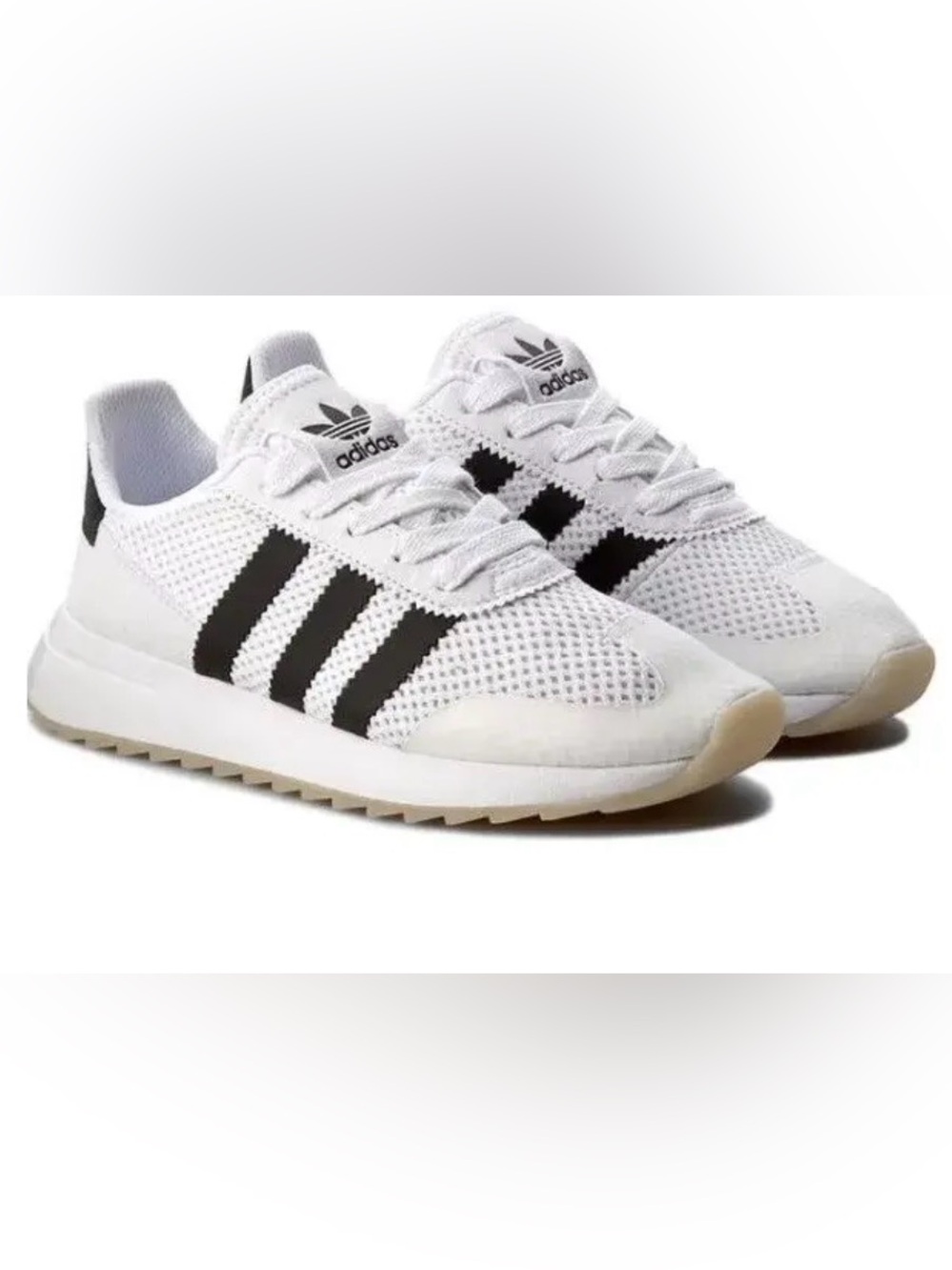 adidas Womens Flashback Runner Suede - White with Black Stripes